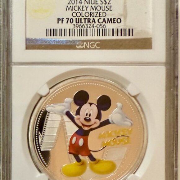 2014 NIUE S$2 Disney Mickey Mouse Colorized NGC PF 70 UCAM original package - Picture 2 of 7